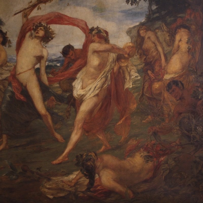 Mythological Painting Signed Vera Willoughby And Dated 1911, Bacchanal-photo-3