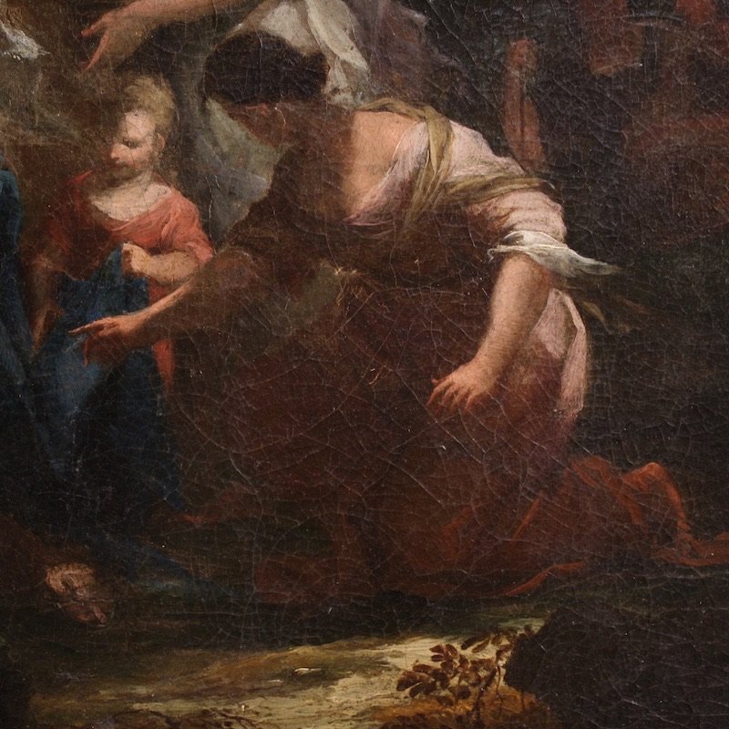 Antique Venetian Painting From The 18th Century, Moses Saved From The Waters-photo-7