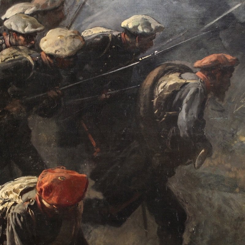 Great Battle Of The 19th Century, Painting Signed H.p.-photo-8