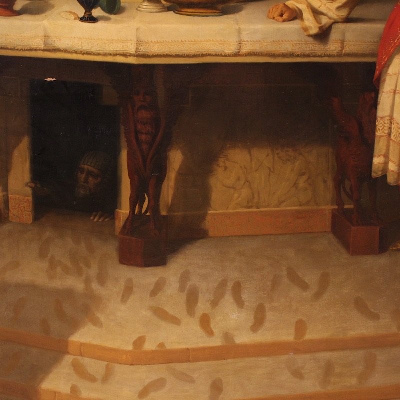 Great Painting Signed By Carlo De Notaris, The Prophet Daniel Reveals The Deceit Of The Priests-photo-4