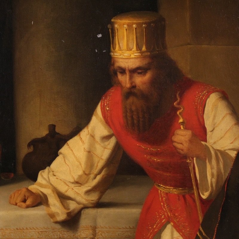 Great Painting Signed By Carlo De Notaris, The Prophet Daniel Reveals The Deceit Of The Priests-photo-6