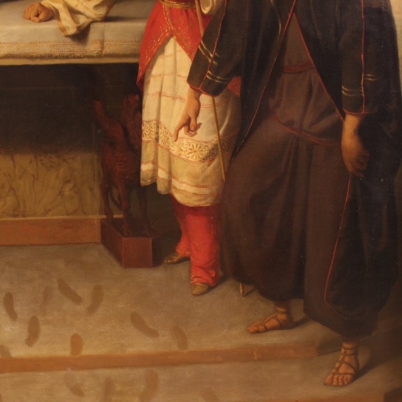 Great Painting Signed By Carlo De Notaris, The Prophet Daniel Reveals The Deceit Of The Priests-photo-8