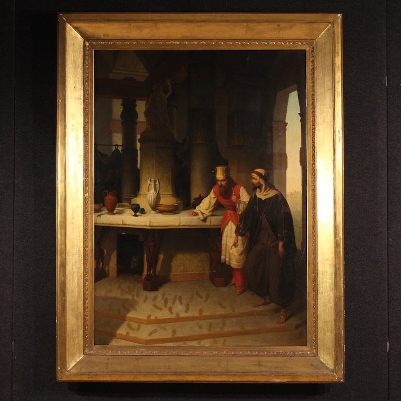 Great Painting Signed By Carlo De Notaris, The Prophet Daniel Reveals The Deceit Of The Priests