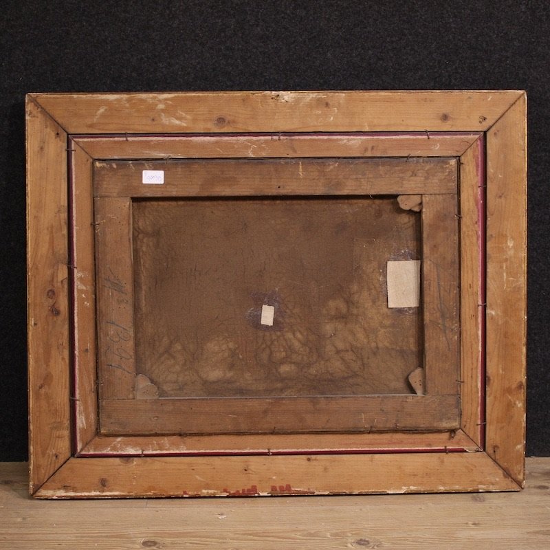 Peinture italienne, paysage, signée et datée de 1846-photo-1