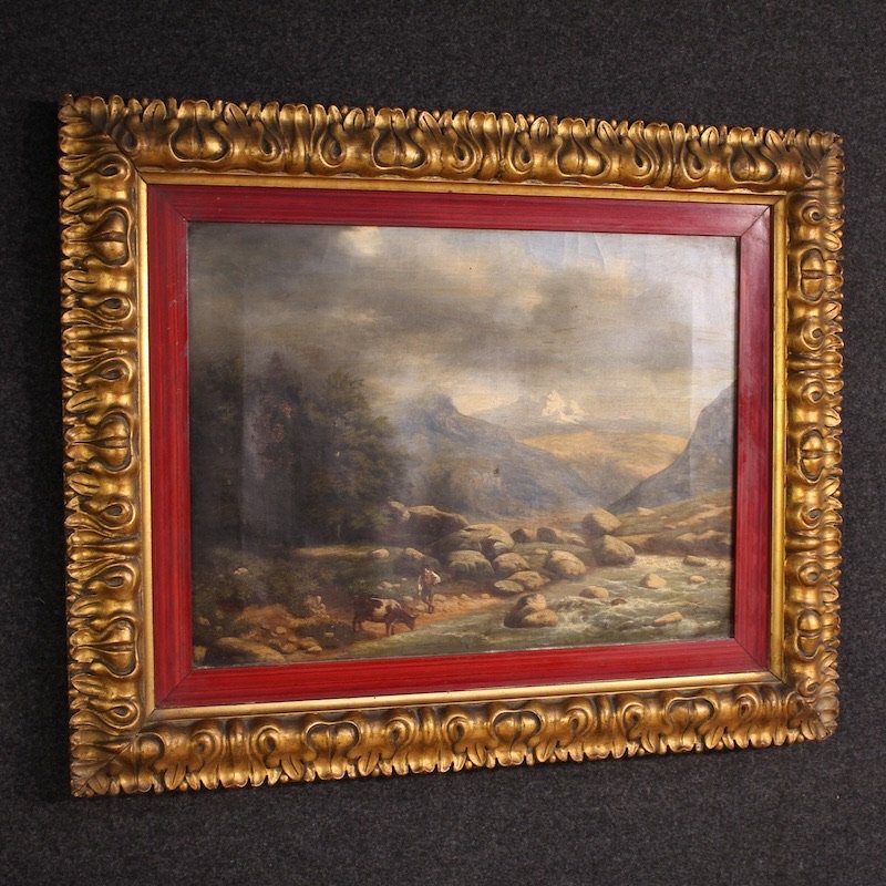 Peinture italienne, paysage, signée et datée de 1846-photo-3