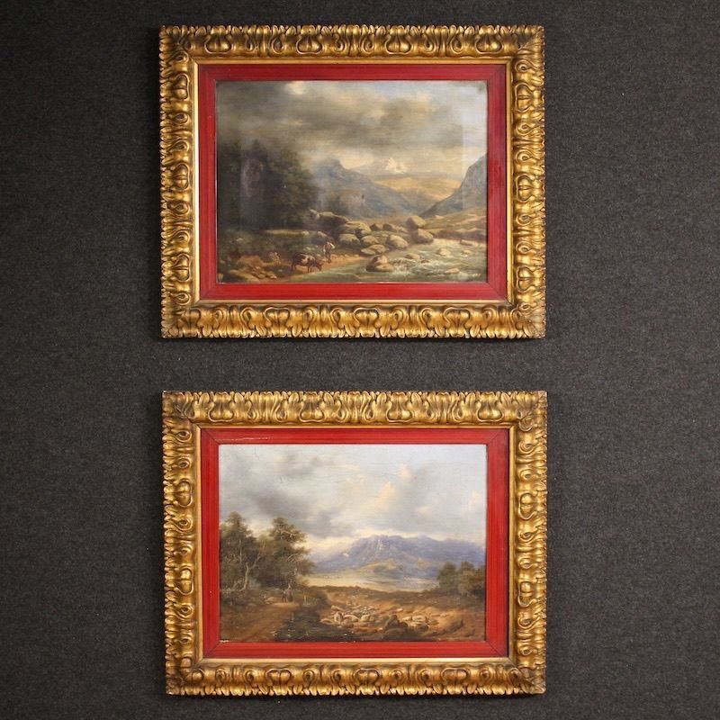  Italian Landscape With Wayfarers, Oil On Canvas Dated 1845-photo-2