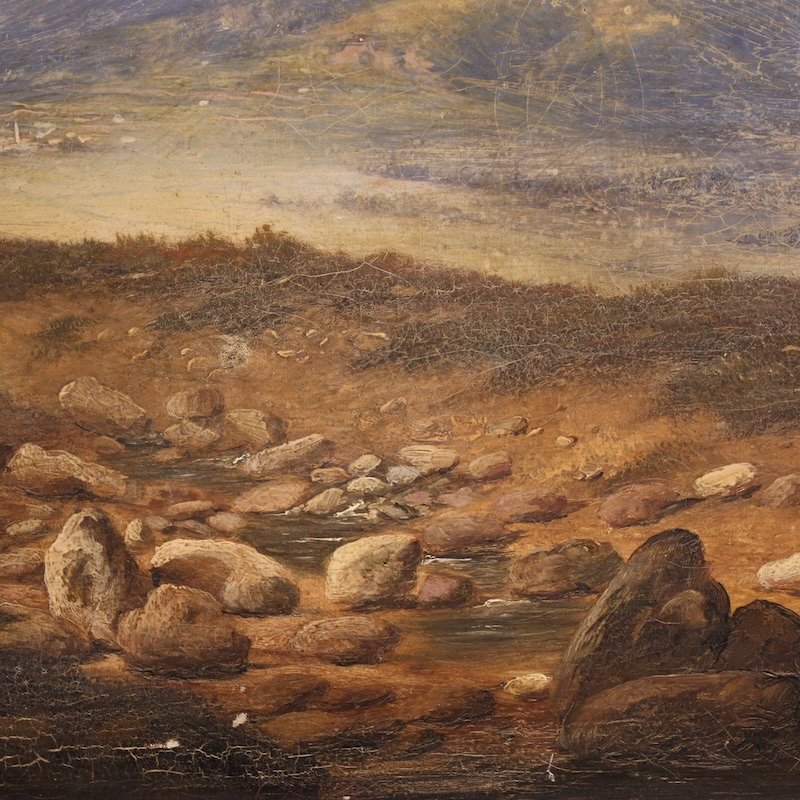  Italian Landscape With Wayfarers, Oil On Canvas Dated 1845-photo-1
