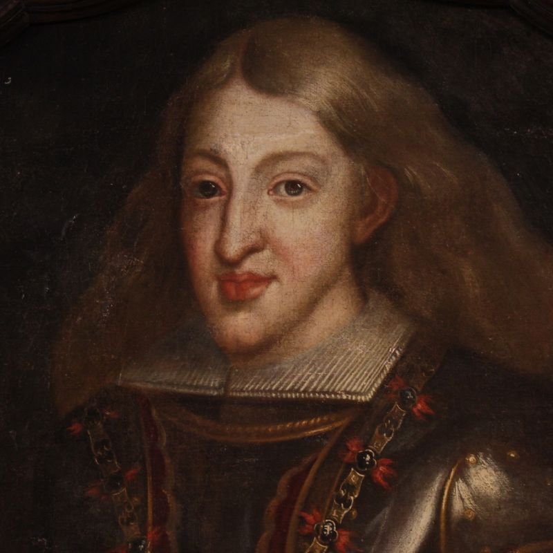 Portrait espagnol ancien du 17éme siècle, Charles II d'Espagne-photo-4