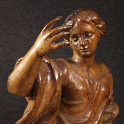 Great 17th-century Wooden Sculpture, Saint Catherine Of Alexandria-photo-3