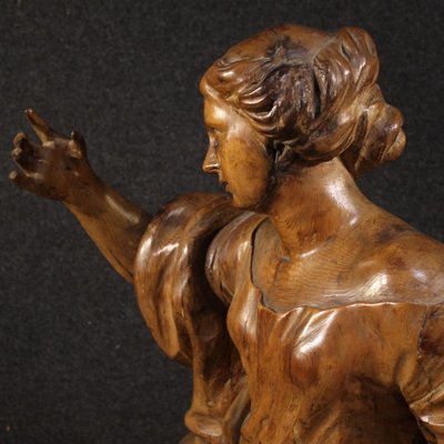 Great 17th-century Wooden Sculpture, Saint Catherine Of Alexandria-photo-4