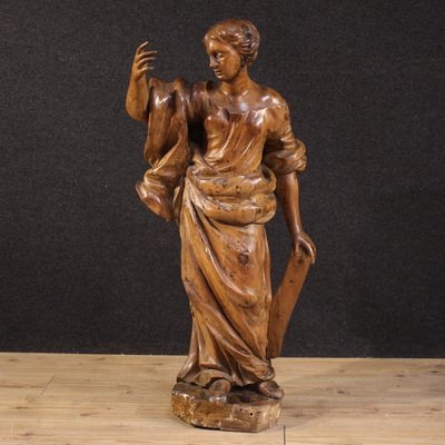 Great 17th-century Wooden Sculpture, Saint Catherine Of Alexandria