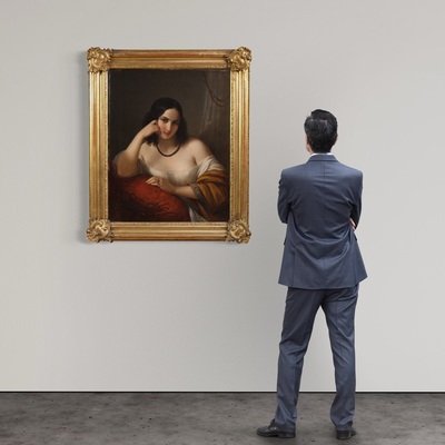 Portrait d'une dame signé N. Schiavoni et daté de 1842-photo-2