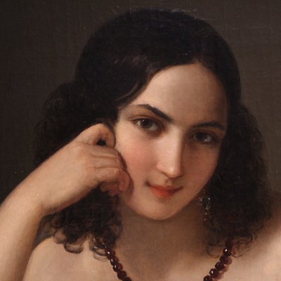 Portrait d'une dame signé N. Schiavoni et daté de 1842-photo-3