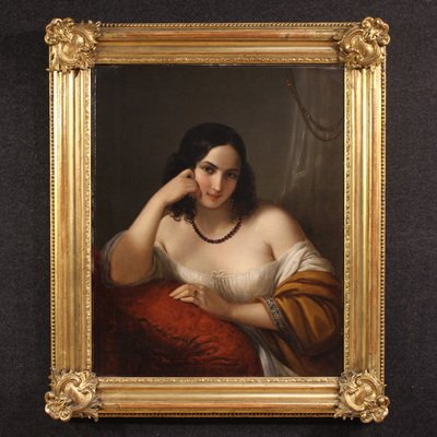 Portrait d'une dame signé N. Schiavoni et daté de 1842