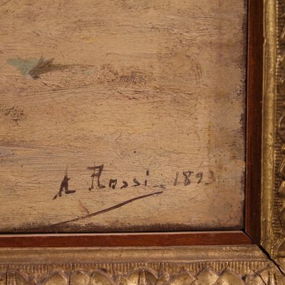 Orientalist Painting Signed A. Rossi And Dated 1893, Caravan In The Desert-photo-2