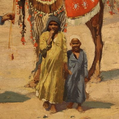 Orientalist Painting Signed A. Rossi And Dated 1893, Caravan In The Desert-photo-1