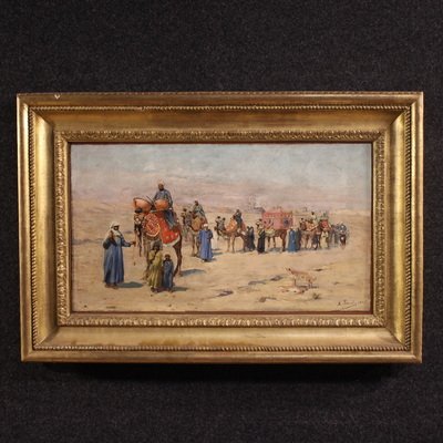 Orientalist Painting Signed A. Rossi And Dated 1893, Caravan In The Desert