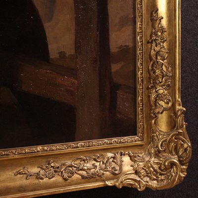 Grand tableau signé FB et daté de 1853, les amoureux-photo-5