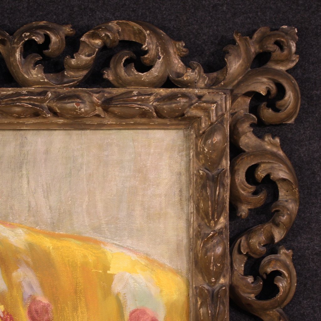 Grand tableau signé A. Mazza et daté de 1912, portrait d'une femme orientale-photo-2