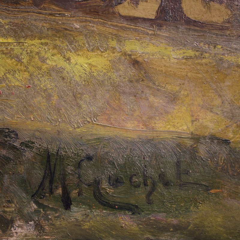 20th Century Italian Artwork, A Countryside View With Figures-photo-3