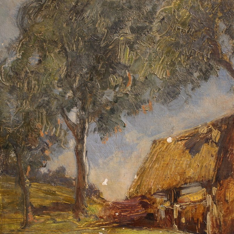 20th Century Italian Artwork, A Countryside View With Figures-photo-4