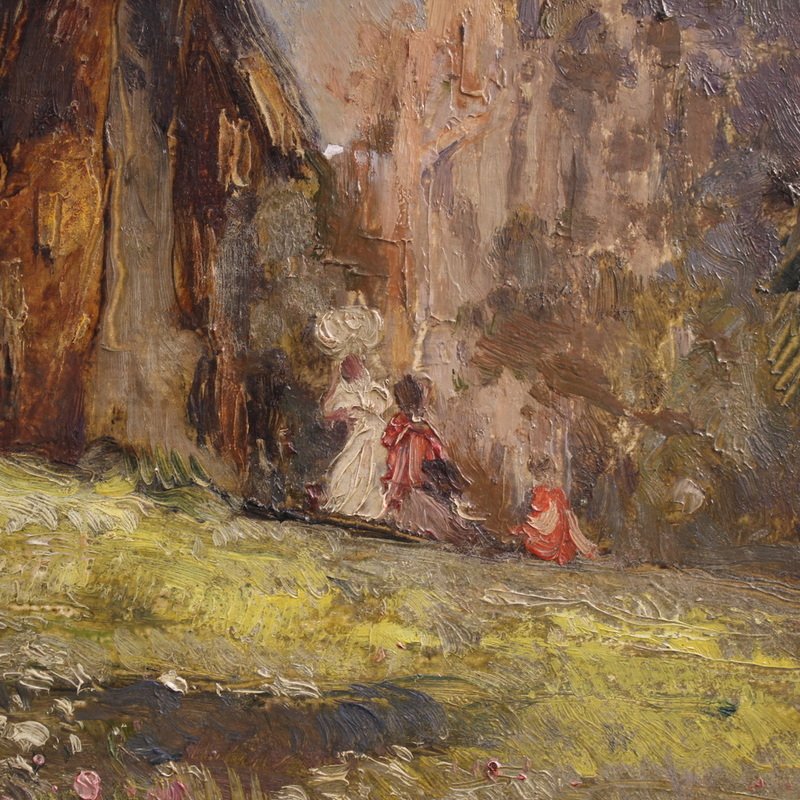 20th Century Italian Artwork, A Countryside View With Figures-photo-5
