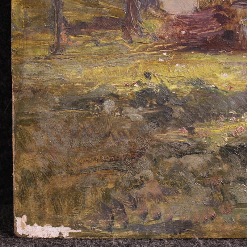 20th Century Italian Artwork, A Countryside View With Figures-photo-7