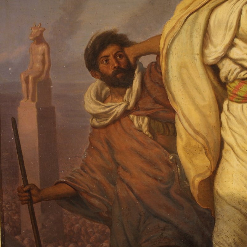 Italian Painting Signed By Focosi And Dated 1852, *moses Breaking The Tablets Of The Law*-photo-2
