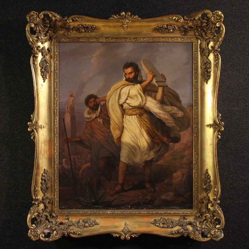Italian Painting Signed By Focosi And Dated 1852, *moses Breaking The Tablets Of The Law*