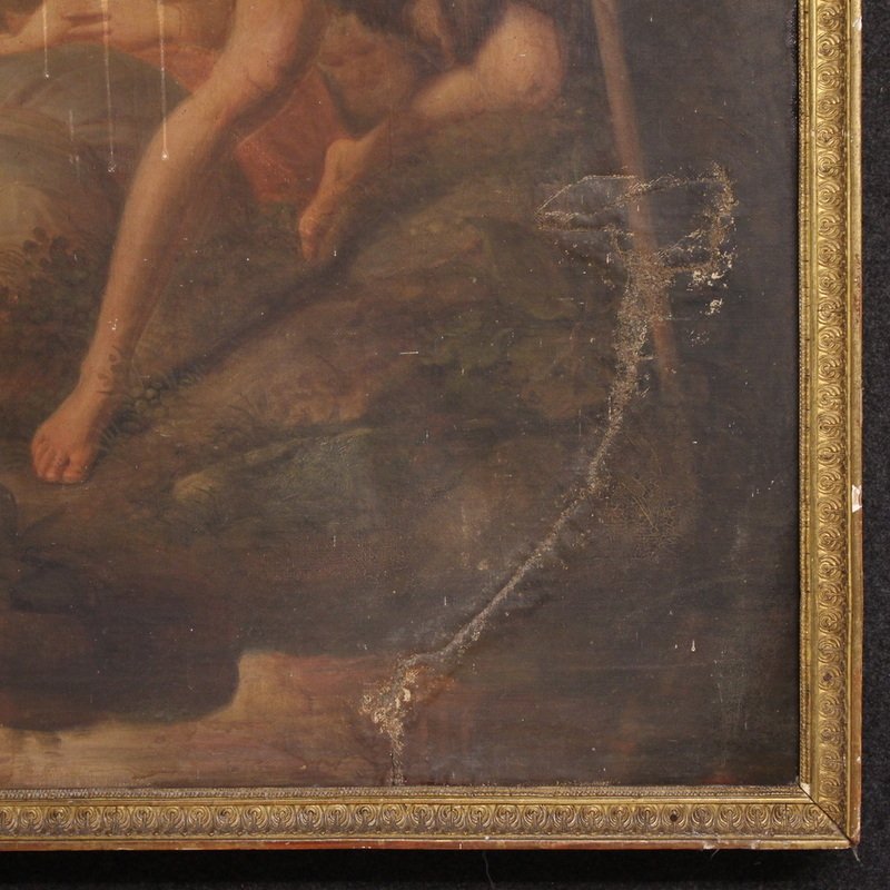 Antique 19th-century Italian Painting: The Baptism Of Jesus -photo-4