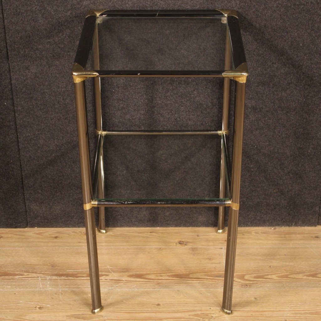 Italian Design Side Table In Metal And Glass-photo-3