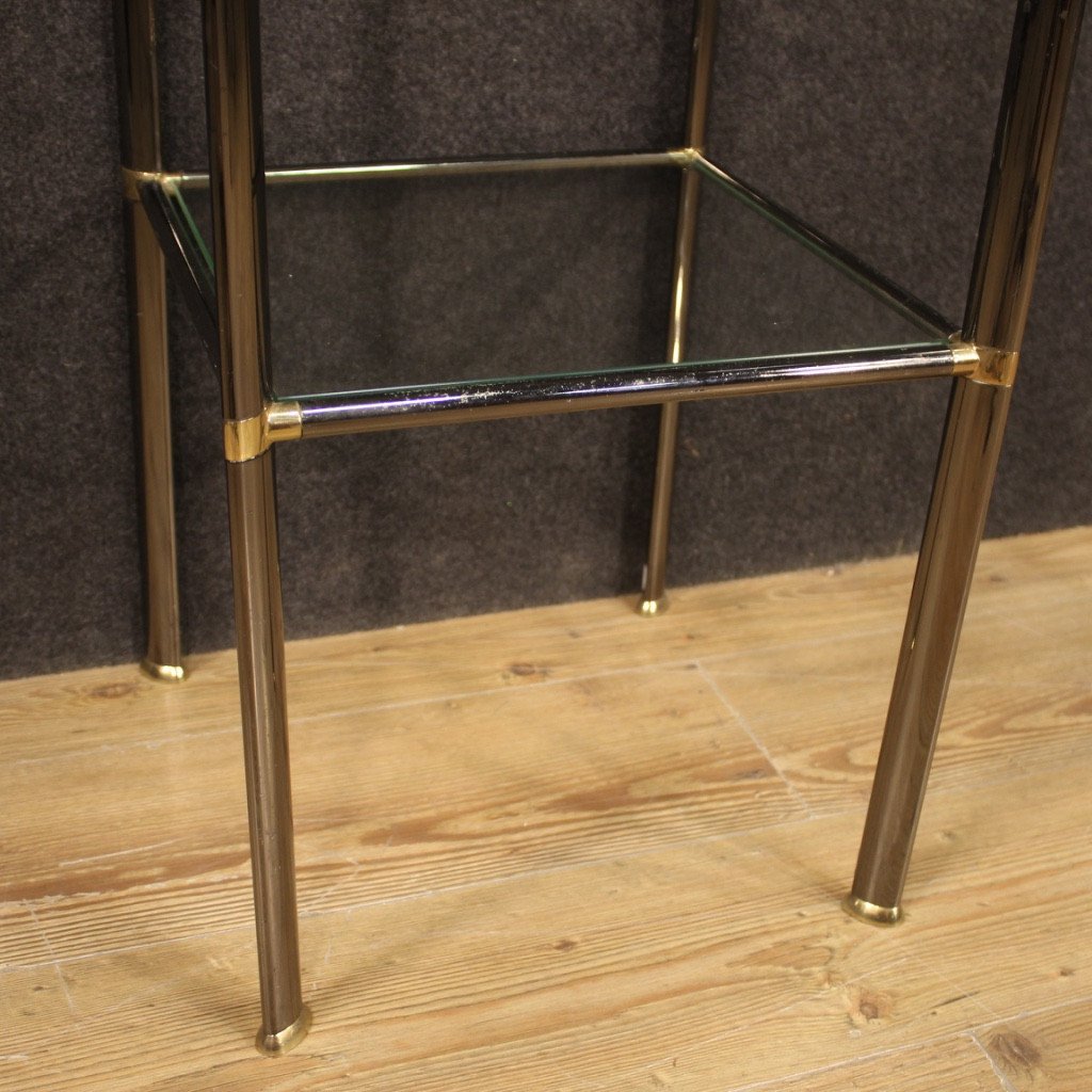 Italian Design Side Table In Metal And Glass-photo-2