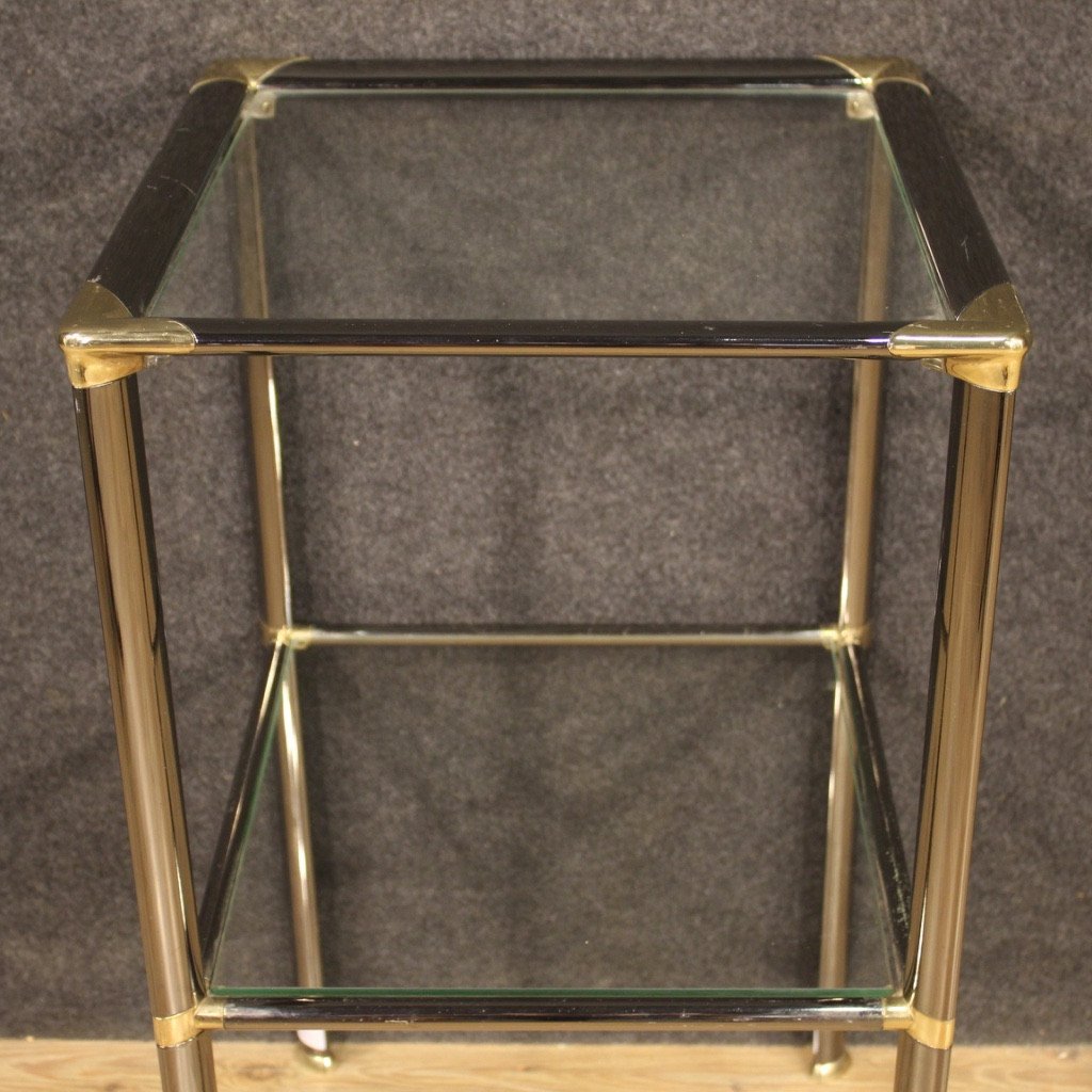 Italian Design Side Table In Metal And Glass-photo-6