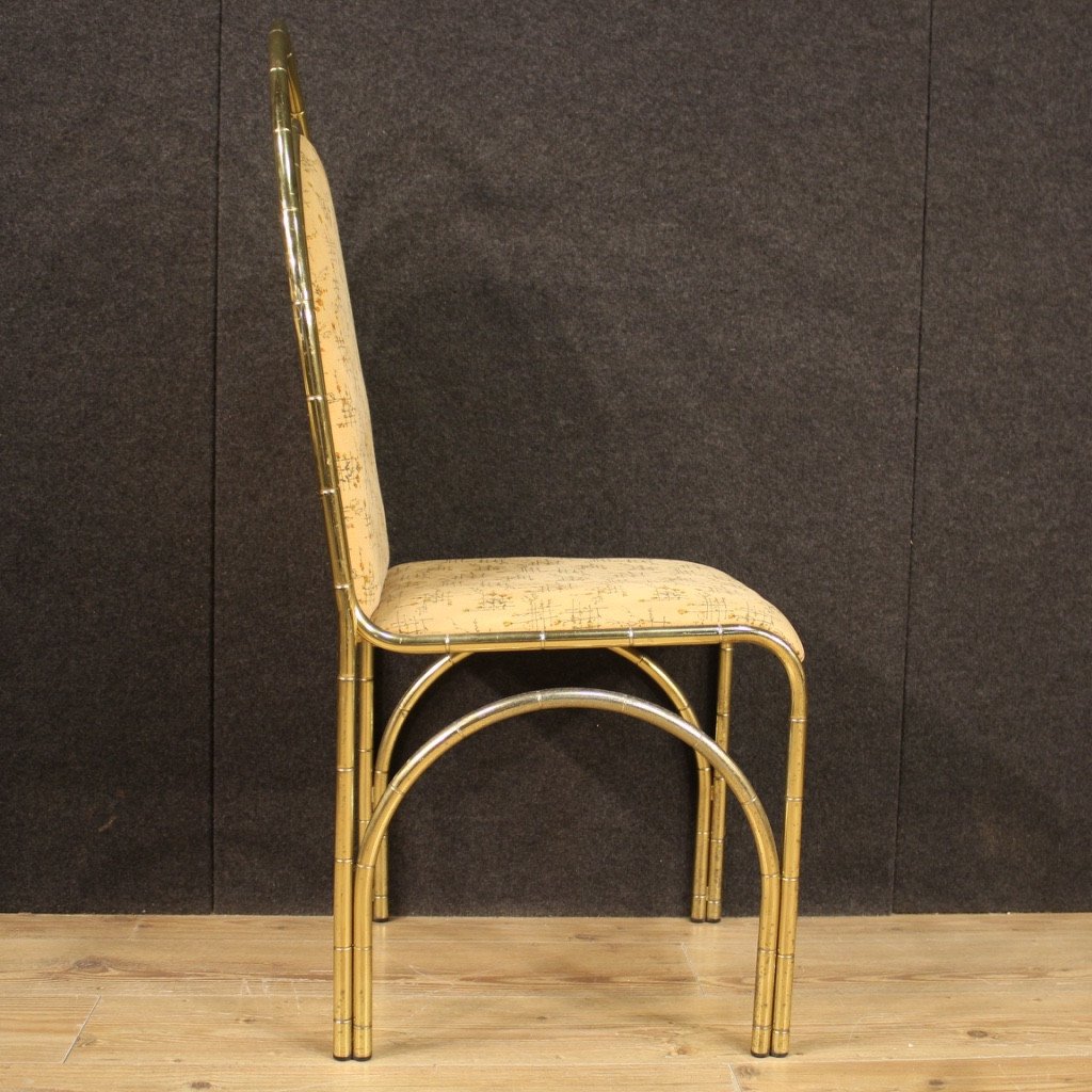 Six Italian Design Chairs In Golden Metal-photo-3