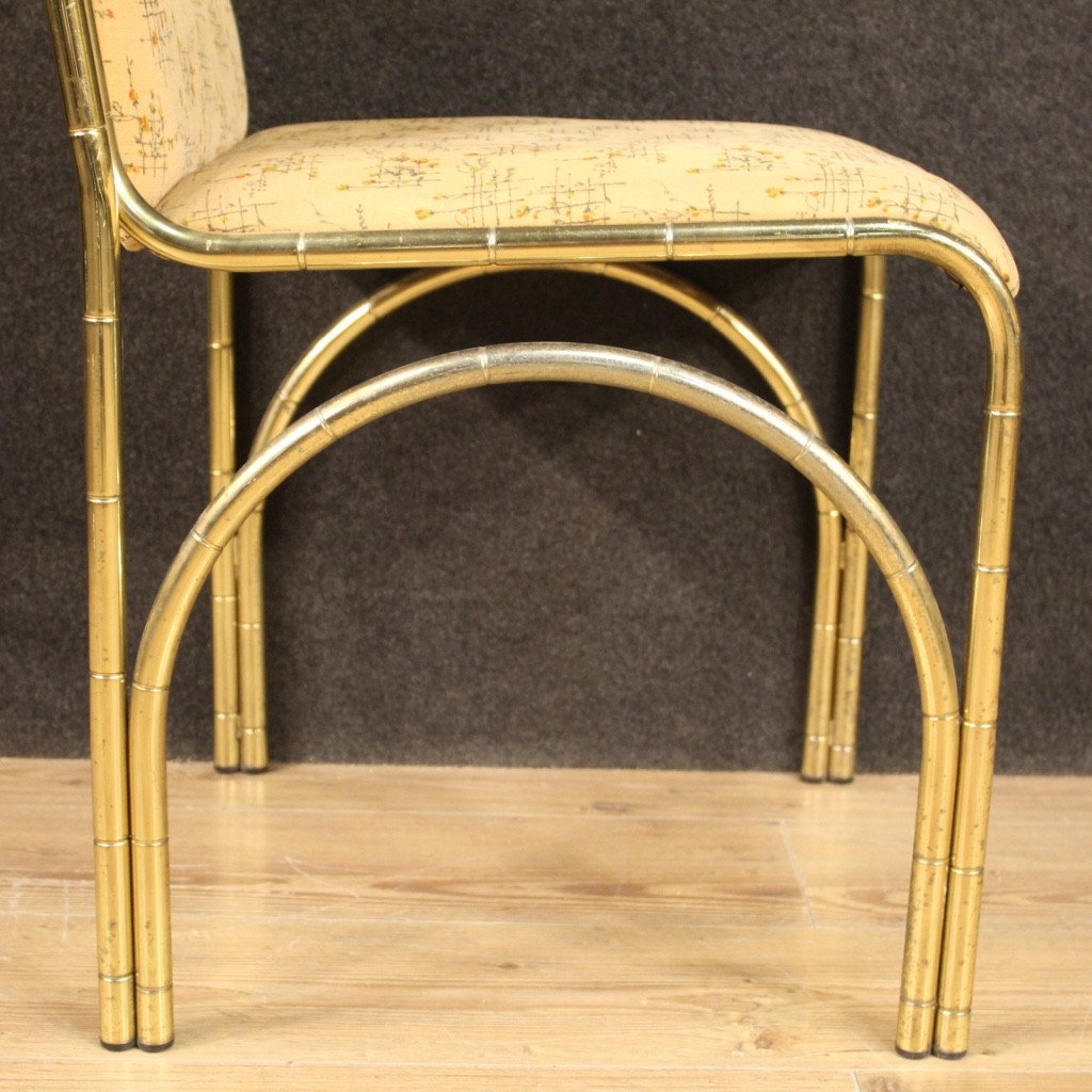 Six Italian Design Chairs In Golden Metal-photo-4