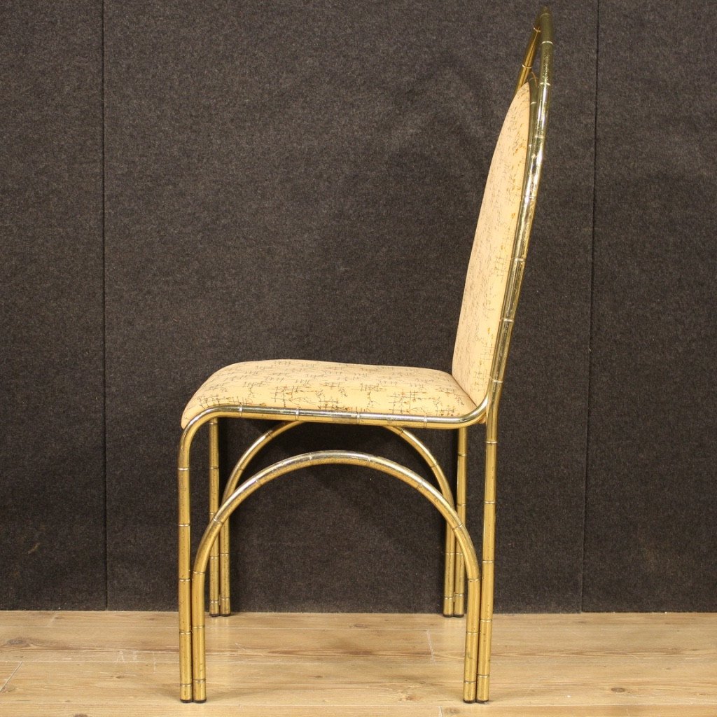 Six Italian Design Chairs In Golden Metal-photo-6