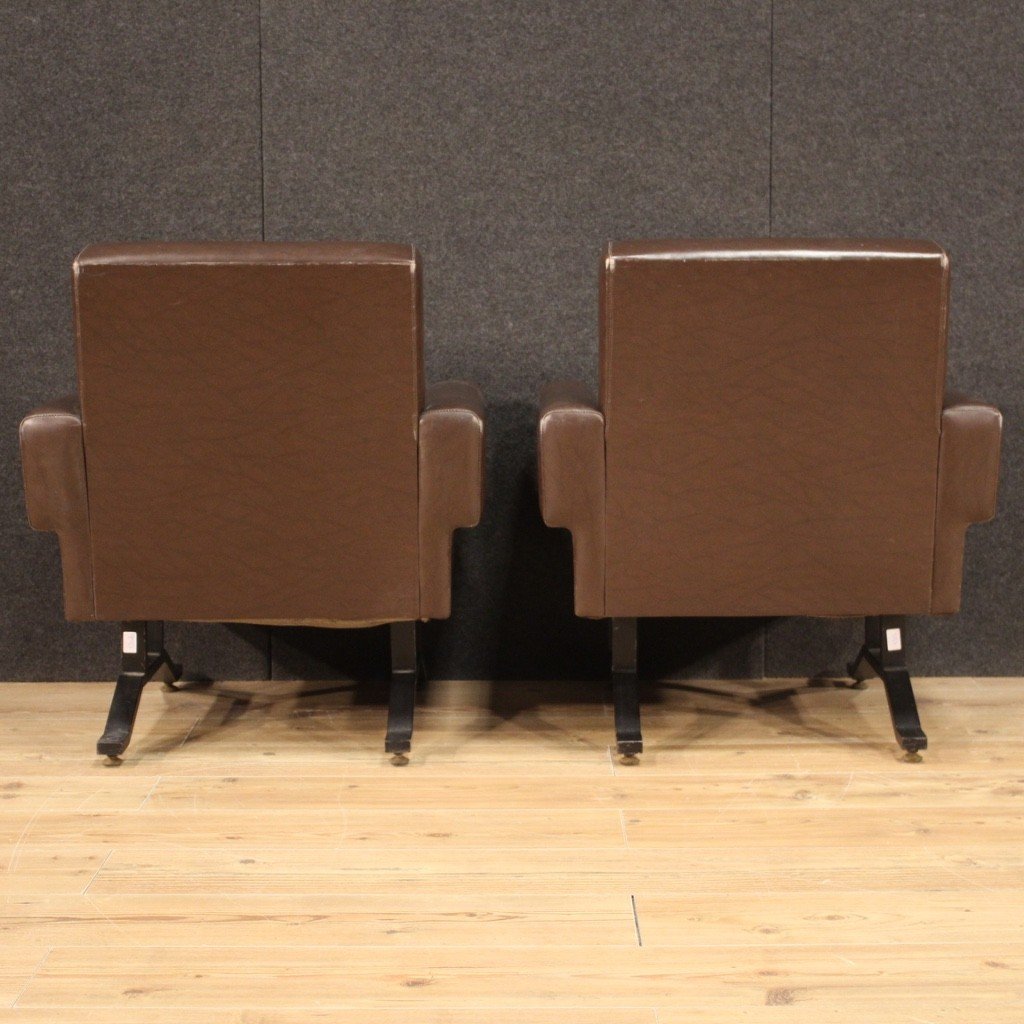 Pair Of Italian Design Armchairs In Skai-photo-1