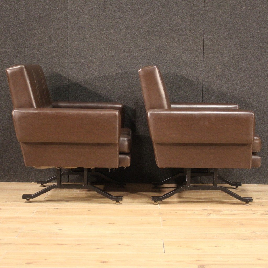 Pair Of Italian Design Armchairs In Skai-photo-2