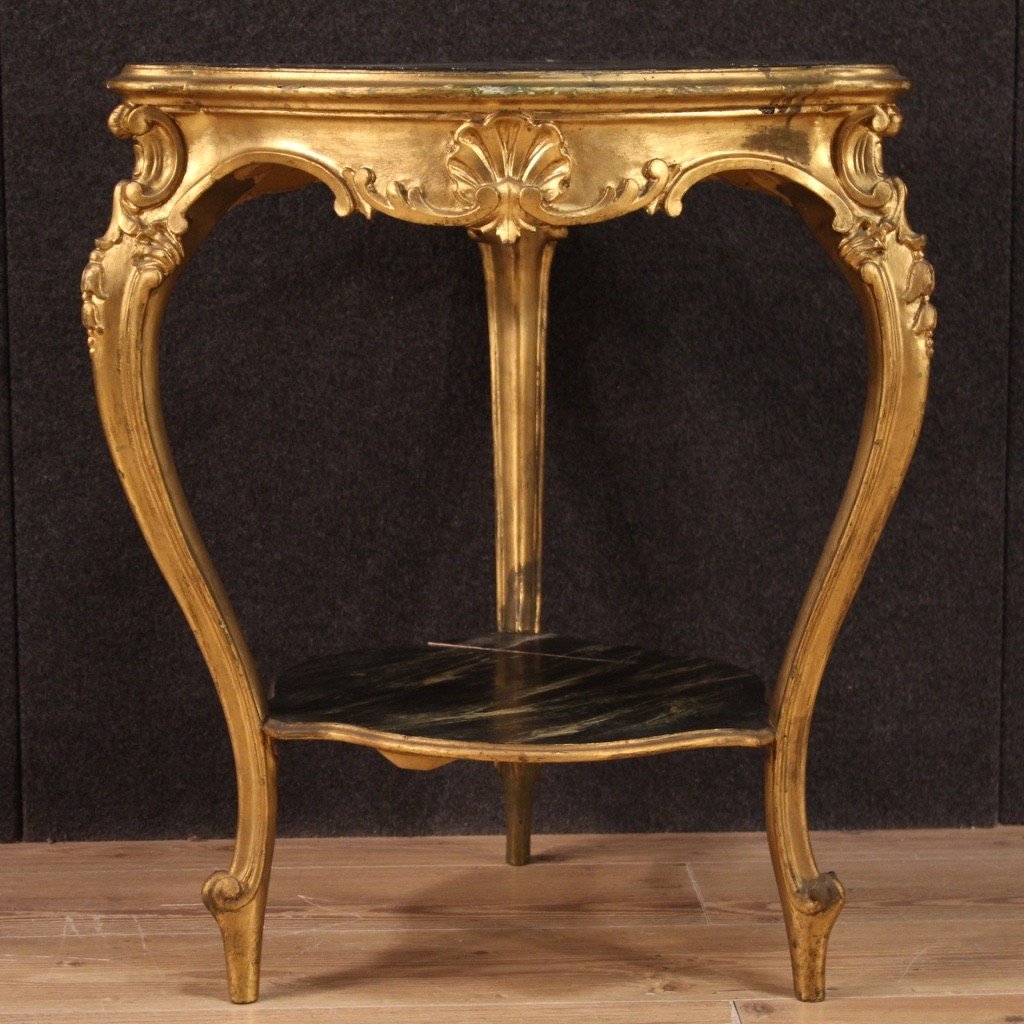 Gilded And Lacquered Faux Marble Living Room Coffee Table-photo-3