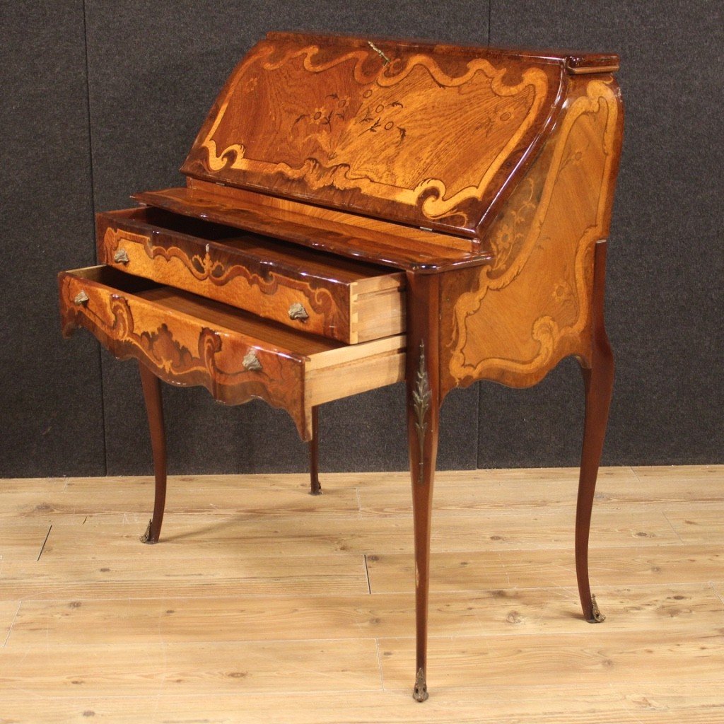 French Inlaid Bureau Desk From The 20th Century-photo-5
