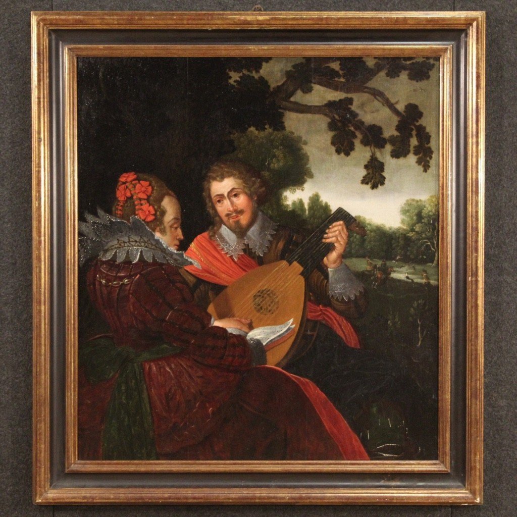 Flemish Oil Painting On Panel From The 17th Century