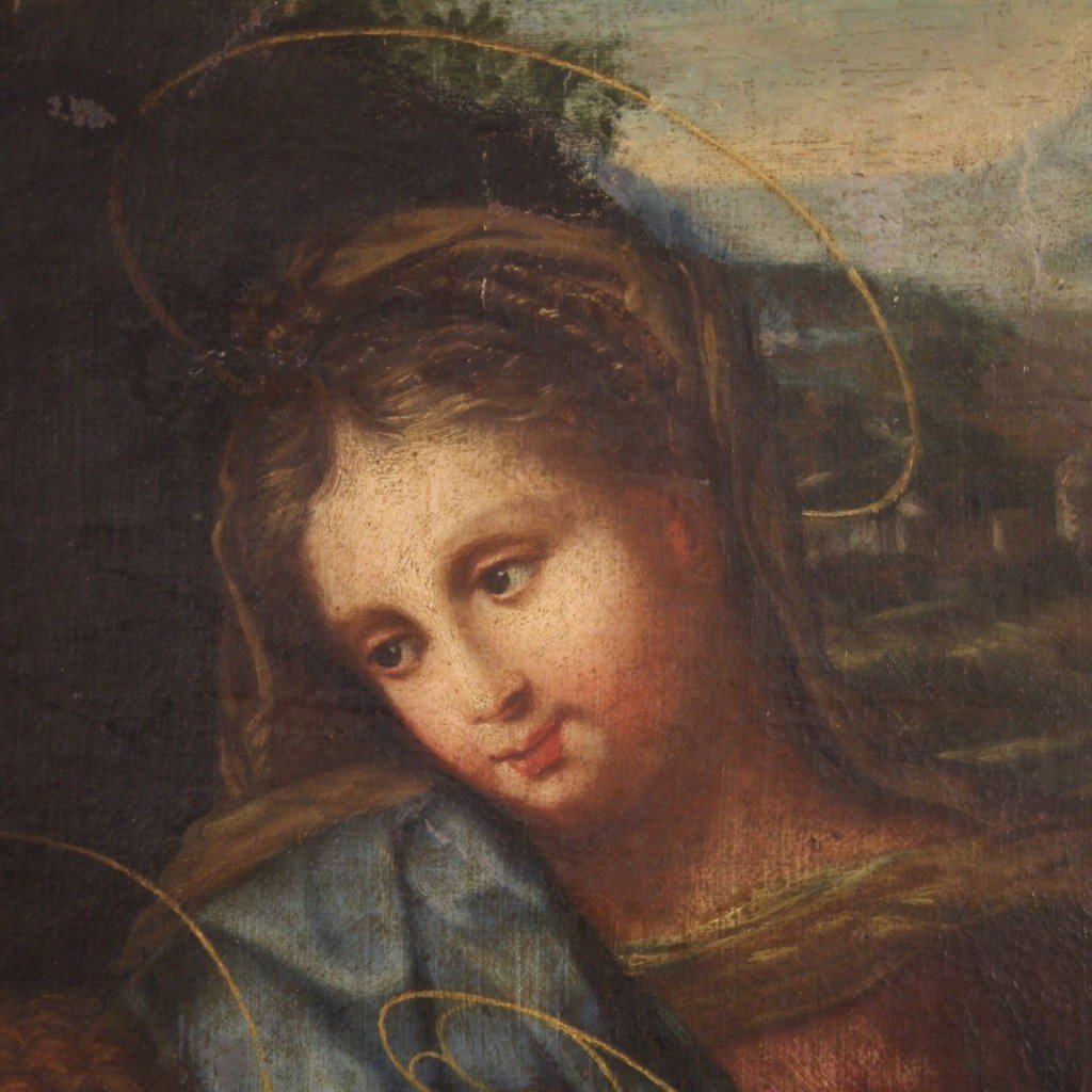 Vierge à l'Enfant Sainte Anne Et Saint Jean Du 17ème Siècle-photo-1