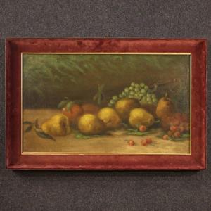 Tableau Italien Signé Nature Morte Aux Fruits Du 20ème Siècle