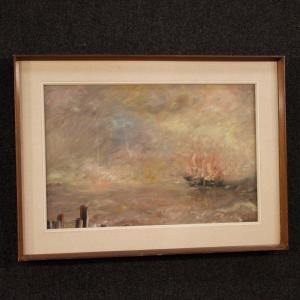 Italian Seascape Painting In Impressionist-style From 20th Century