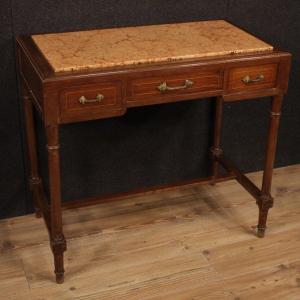 Italian Inlaid Table With Marble Top From 20th Century