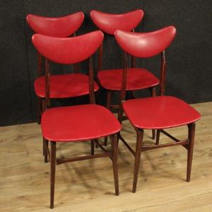 4 Italian Design Chairs In Faux Leather From The 70s