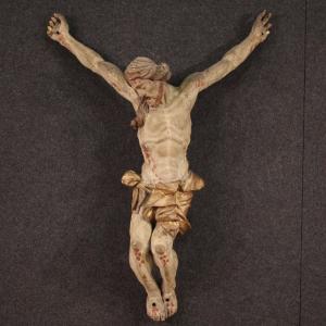 Great Sculpture Of Christ Crucified In Polychrome Wood From The 18th Century
