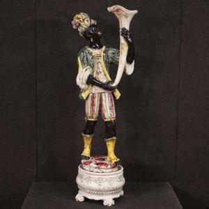 Great Ceramic Sculpture Depicting Moor From The 20th Century