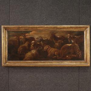 Painting Landscape With Goats From The Second Half Of The 17th Century