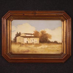 Italian Signed Landscape Painting From 1960s